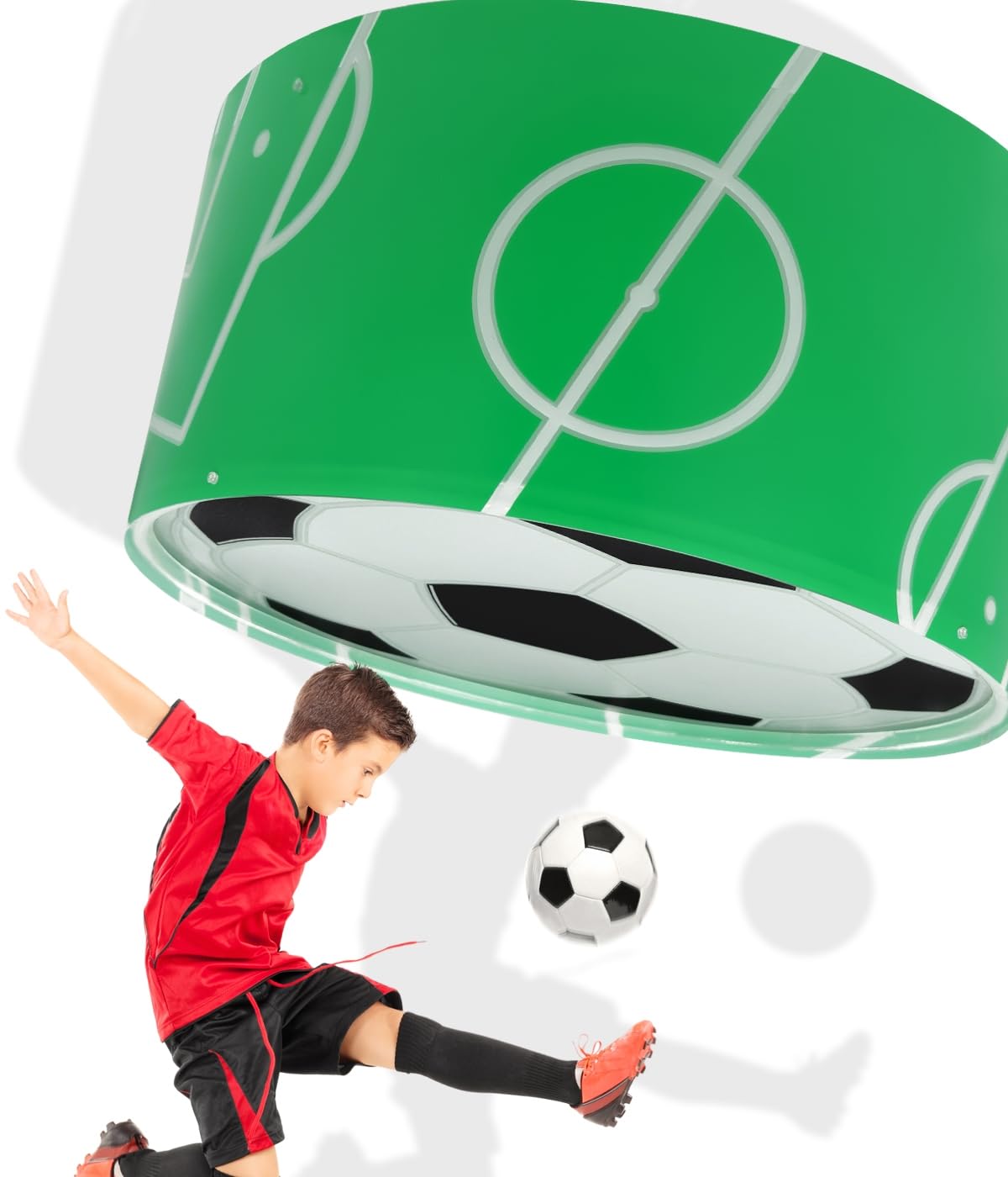 Plafoniera per bambini Dalber Football, Pallone da calcio, Sport, plafoniere per bambini, 41736M, E27-2 x 15W, verde