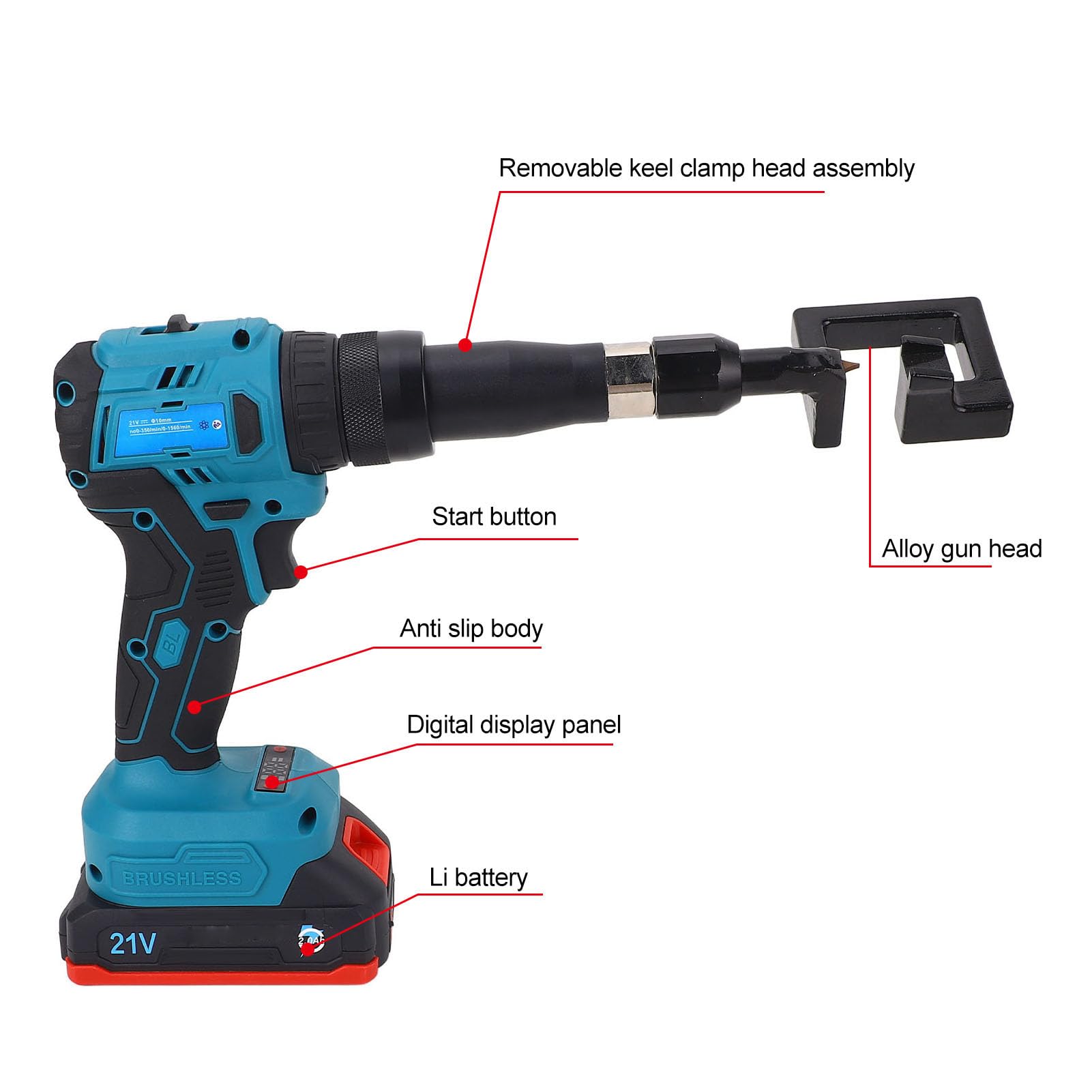 Pince à Riveter électrique avec Contrôle de Course Réglable