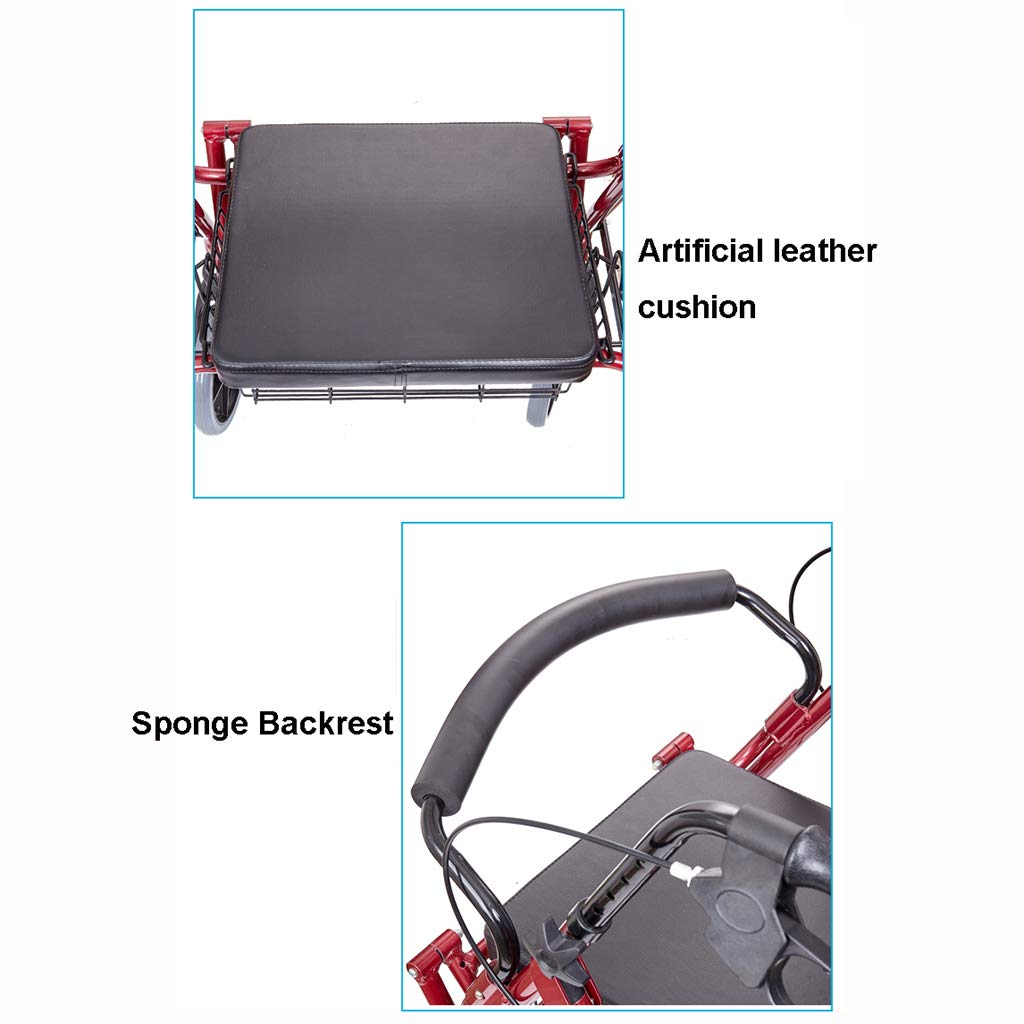 Andador plegable para caminar, andador, andador, carrito de la compra con asiento y freno de mano, para ancianos, estrella de luz