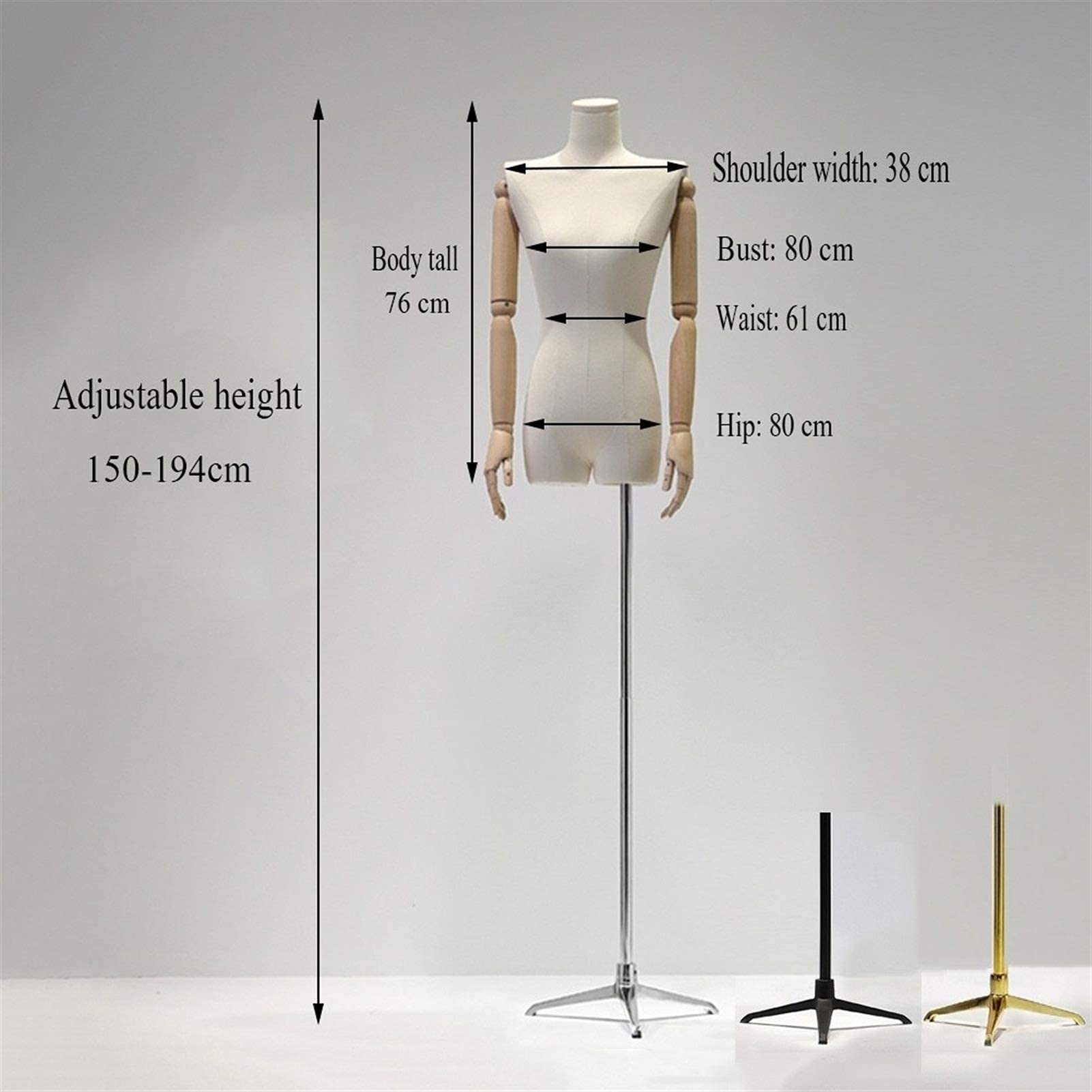 OTQEFTN Mannequins Torso, Model Prop Display Stand Height Adjustable Studio Clothing Dress Form Linen Fabric Iron Square Base