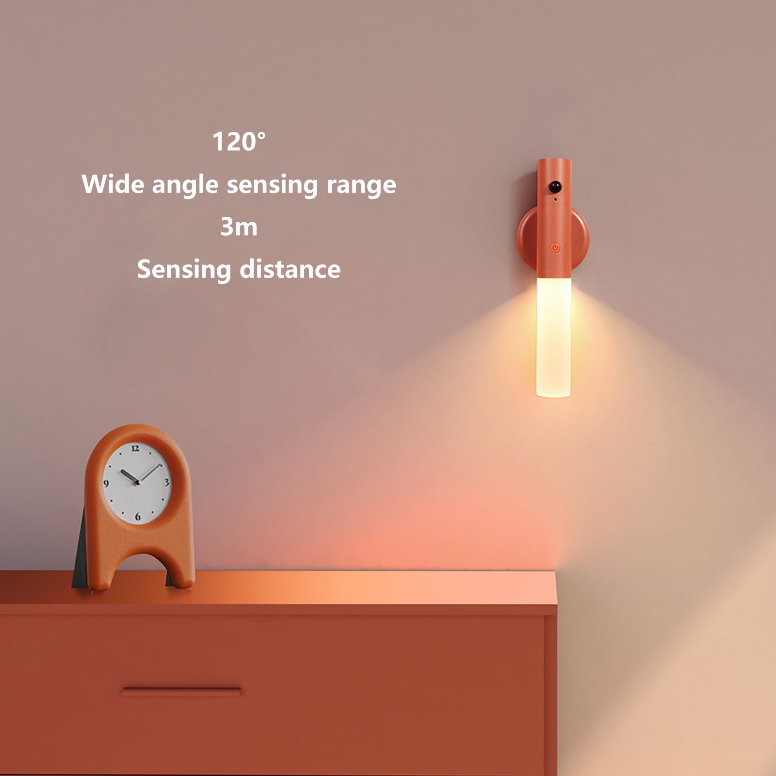 LED Apliques de Pared Interior con Sensor de Movimiento Lámpara de Pared USB Recargable Iluminación de Pared con Interruptor para Dormitorios Pasillos Escaleras (Verde,2 Piezas)