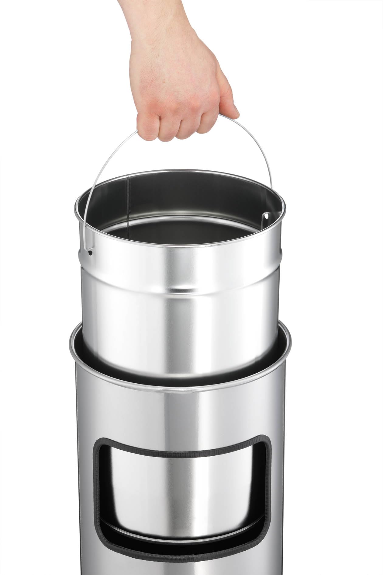 Durable Papierkorb Safe mit Ascher und Flammenlöschkopf, rund, anthrazit, 333258, 17 Liter
