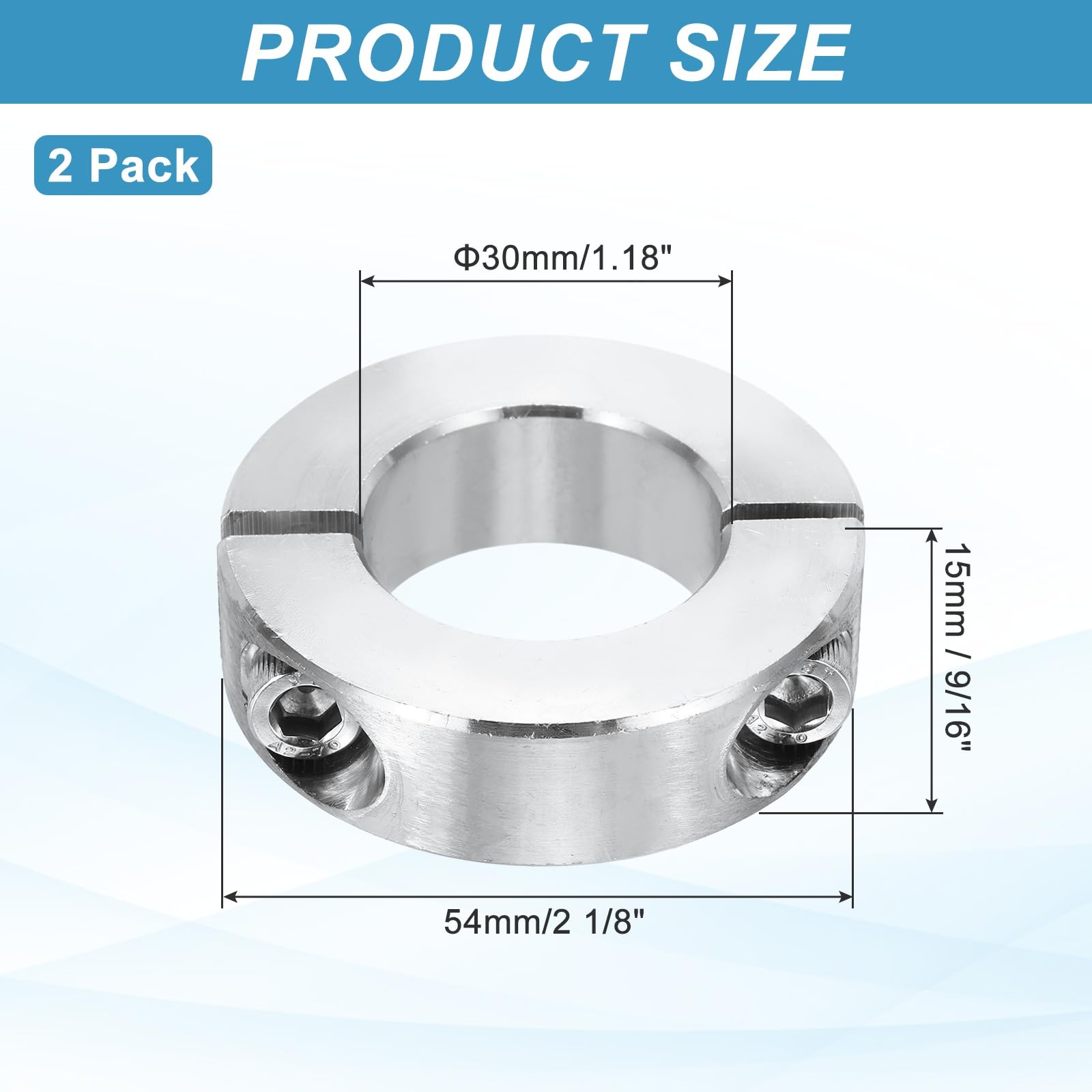 QUARKZMAN 2 Pezzi Collare Albero 30mm Foro Doppia Fessura 304 Acciaio Inossidabile Collari Bloccaggio Albero Per Sistemi Automazione Industriale Nastri Trasportatori