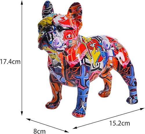 Miniatura 3 de Gralara Estatua de bulldog francés, estatua de bulldog francés, graffiti, escultura de animal para decoración del gabinete del hogar, centros de
