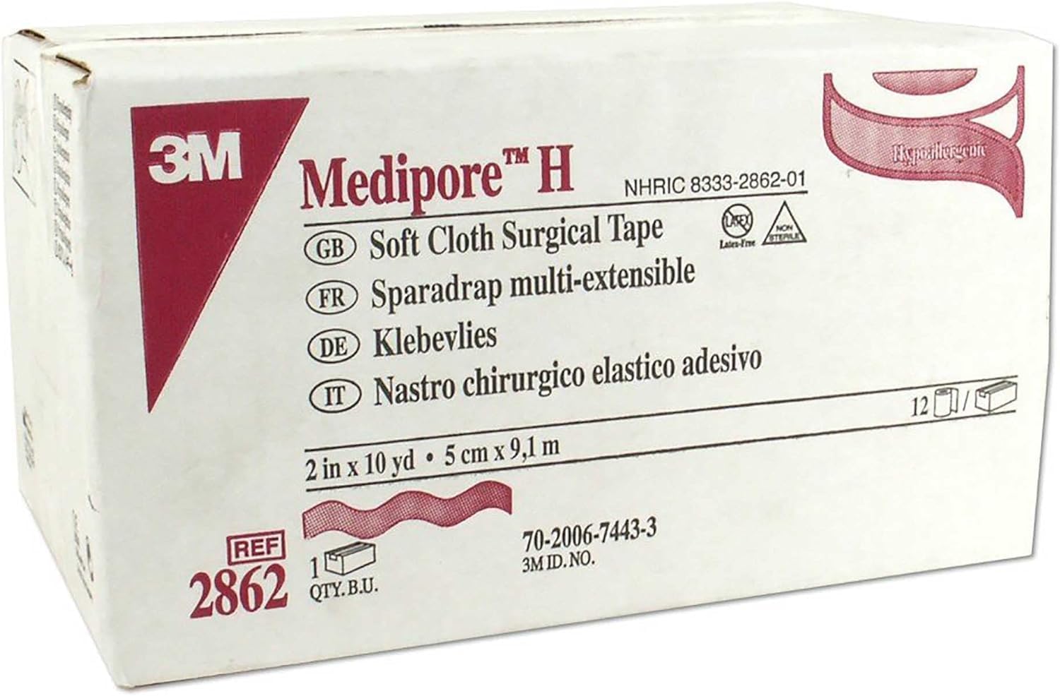 3MMEDIPORE H SOFT CLOTH SURGICAL TAPE 2" x 10 yd Cloth Surgical Tape, 12/cs