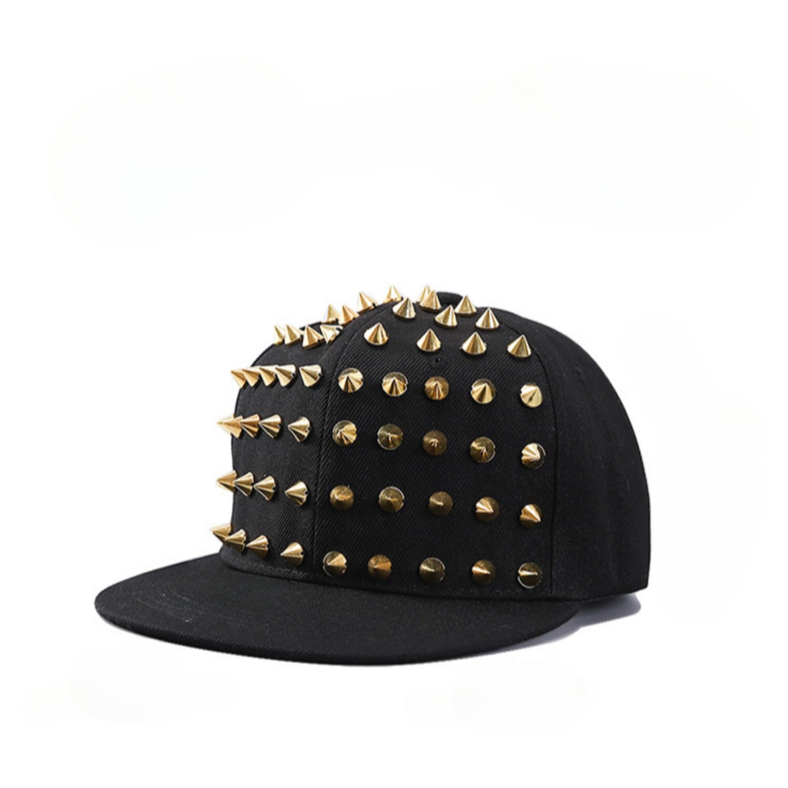 Punk Studded Hip-hop Hat, Studded Punk Hat, Baseball Cap for Hip-hop Dance, Baseball Style Hat Cap, Golden, Large