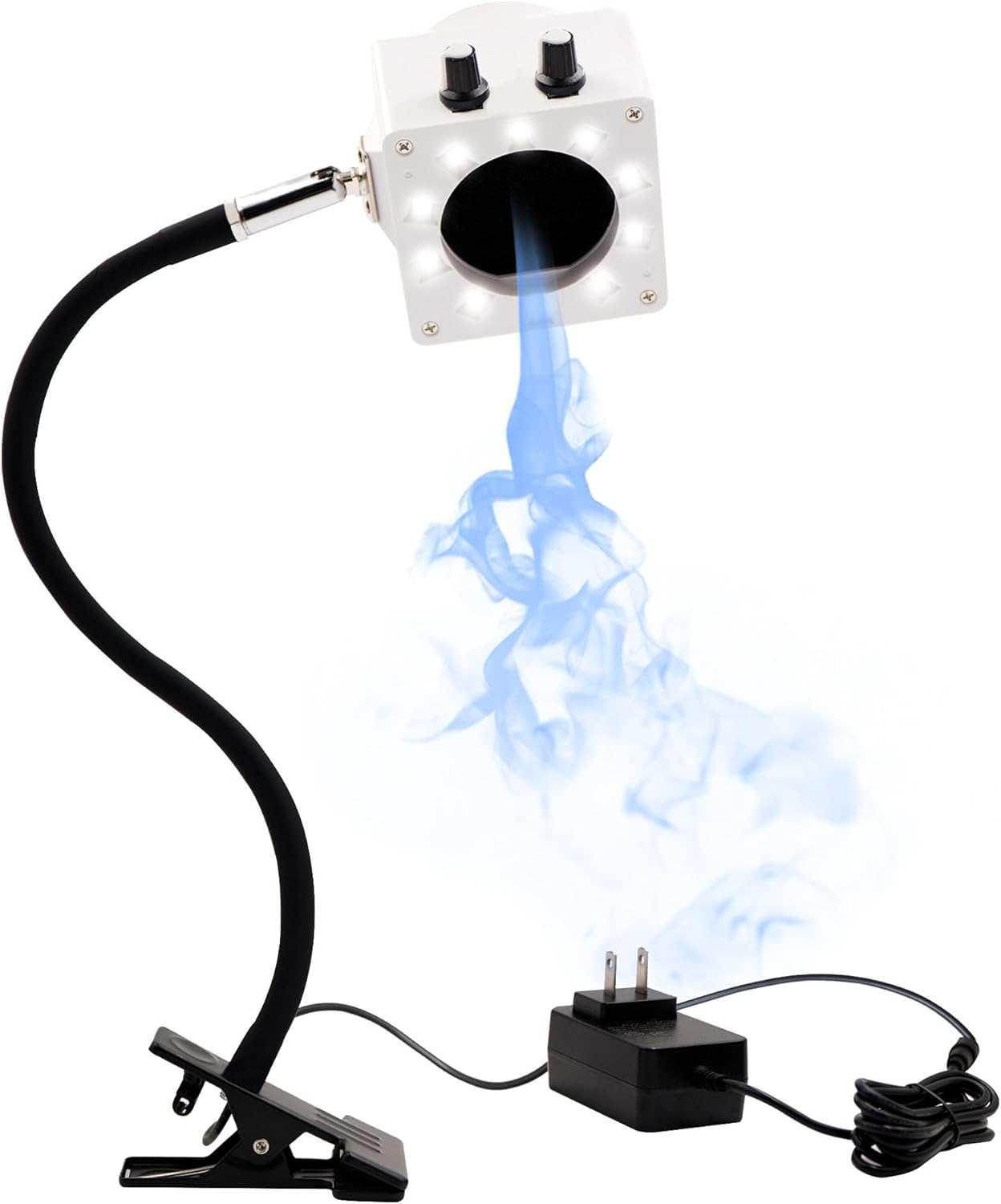 Solder Smoke Absorber Remover Solder Fume Extractor Adjustable Speed Fan Dimmable LED Light Silicone Gooseneck with Carbon Filters Exhaust Duct Hose for Soldering Station (White)