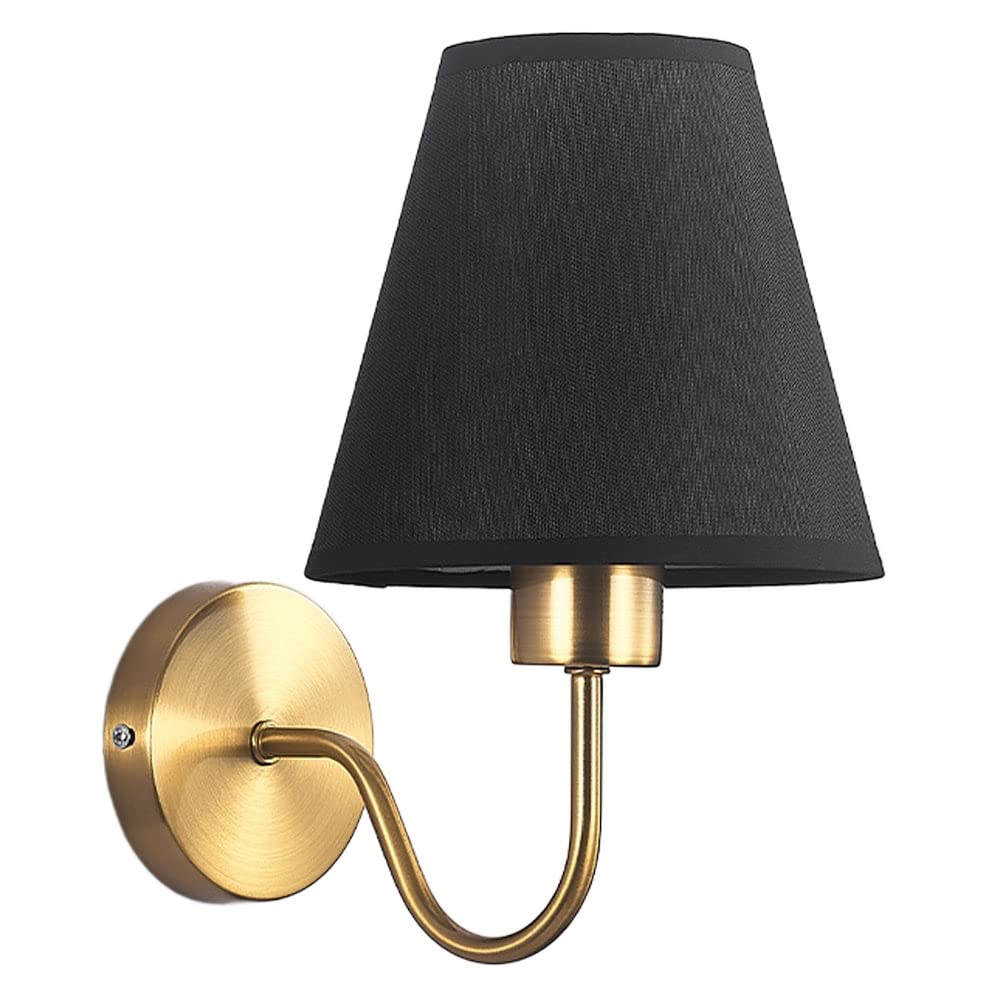 Kbuukyyxouy Black American-Style Creative Wall Sconce Fixture, Modern Simplicity Bedroom Lighting Wall Lantern, Bedside Hotel Living Room European-Style Wall Lamp, For E27 Base Interior Wall Light(Black)