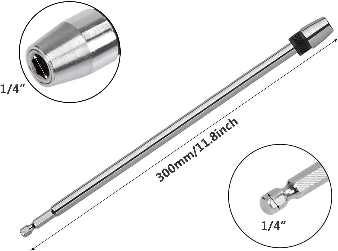 12 inch Length Quick Release Screwdriver Drill Bit Holder Extension Bar 1/4" Hex Shank Quick Change Extension Rod Socket for Screws Nuts Drill Hand-held Driver