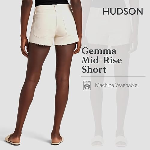 Miniatura 3 de HUDSON Pantalón corto de mezclilla con bolsillo de parche de tiro medio para