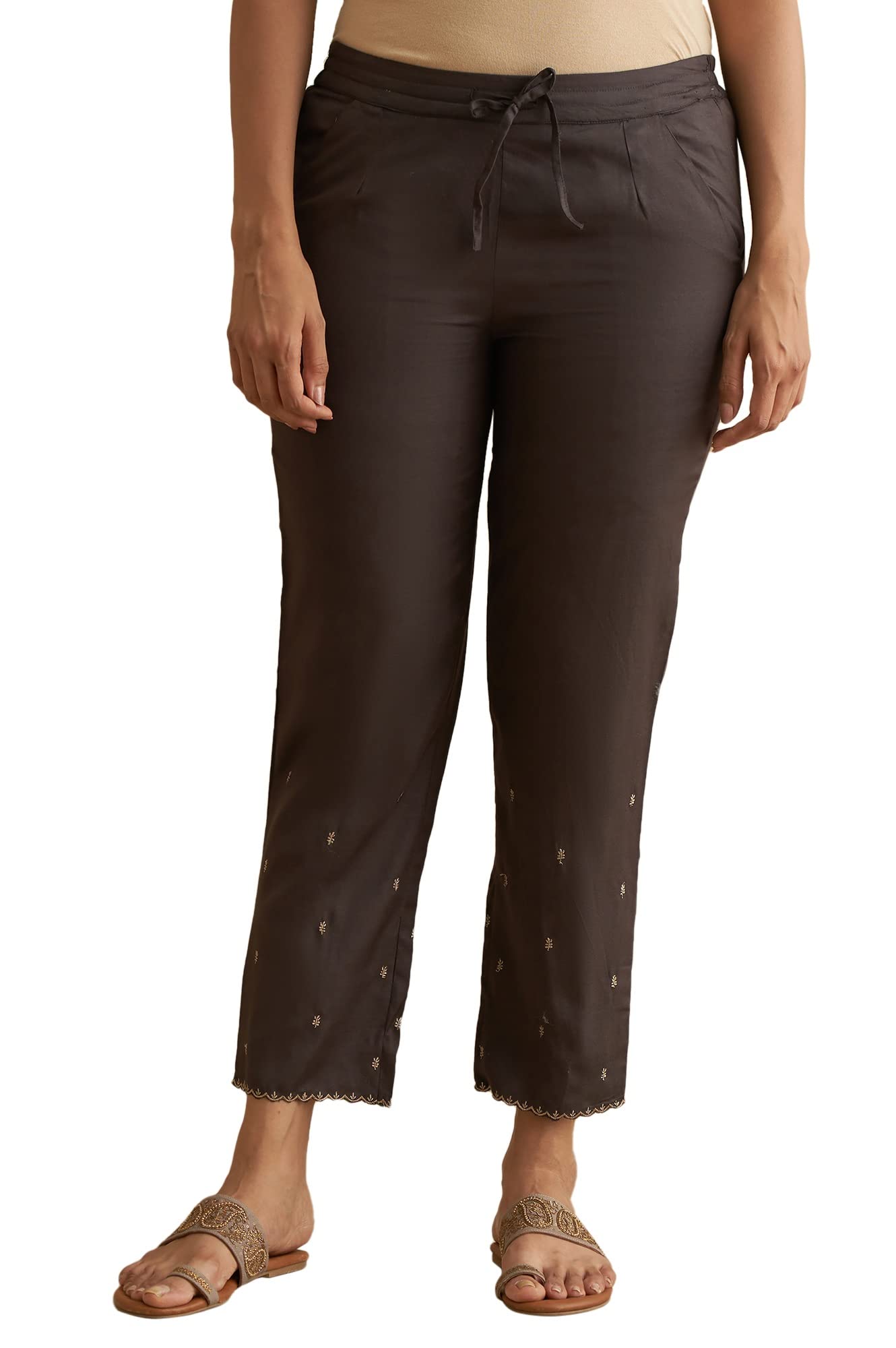 w for woman Women High Rise Folksong Strechable Straight Pants | Trousers-picture-28