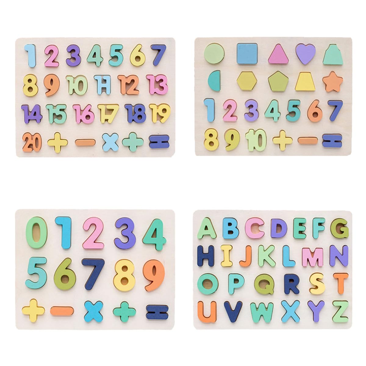 Puzzle Educational Plaything 4 Pezzi in Legno per Ragazzo Ragazza | Festa Scuola Decor, Number Alphabet Blocks, Puzzle Toys, Giocattoli da Tavolo Educativi