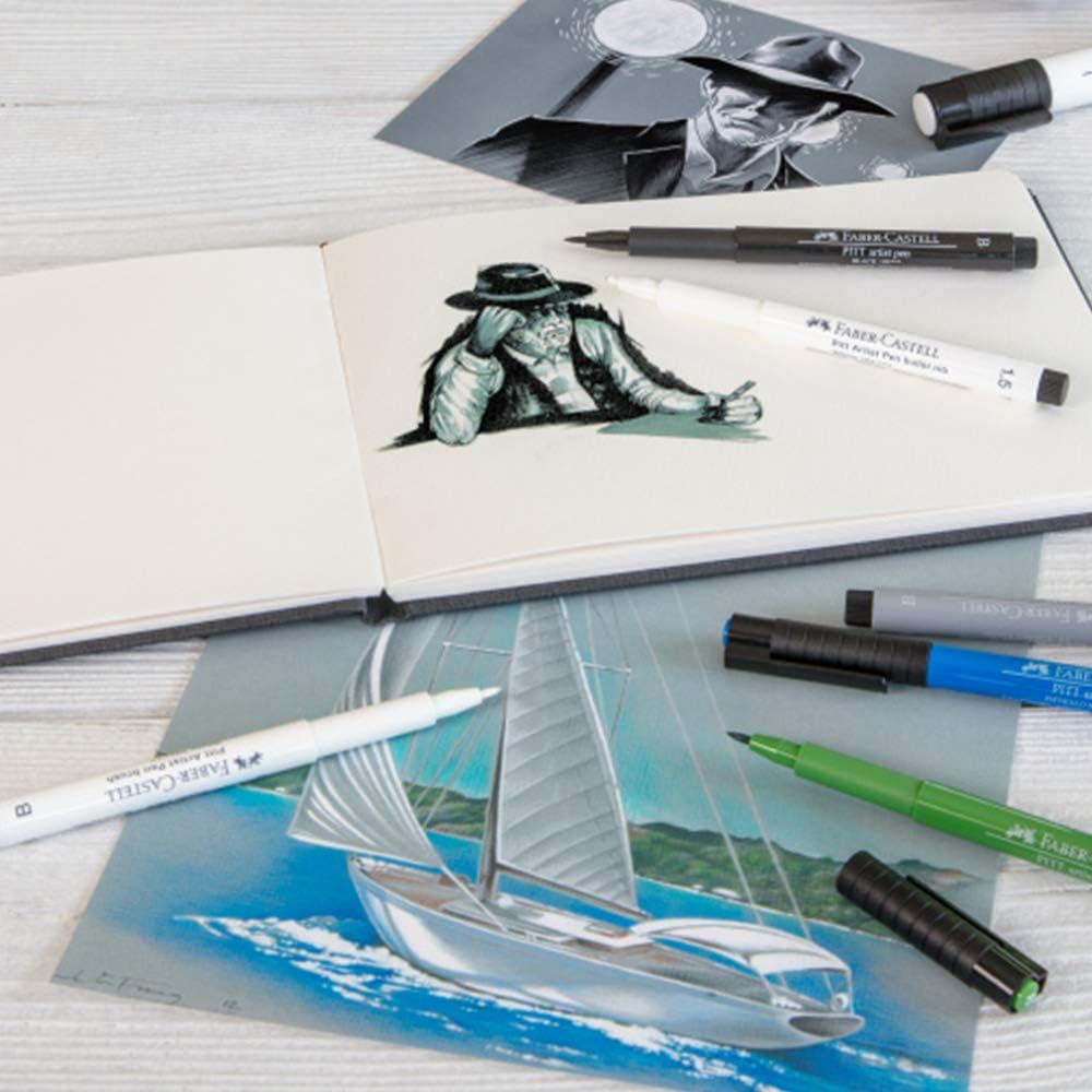 Faber Castell FC167151 PITT Artist Pen - Black/White (Pack of 4)