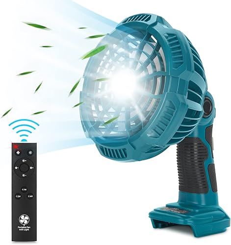 Miniatura 2 de Gerttilyon Para ventilador Makita de 18 V, motor sin escobillas inalámbrico de 3 velocidades de bajo ruido para camping, gimnasio, garaje, viajes,