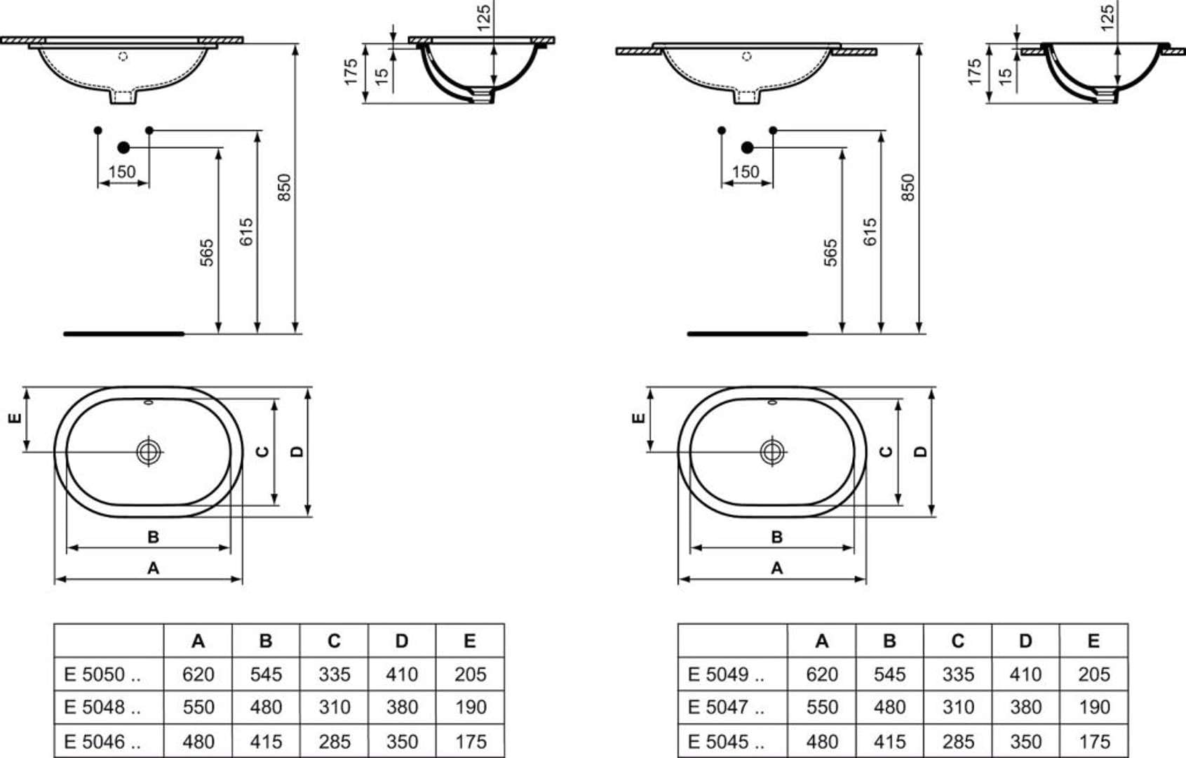 Ideal Standard - Lavabo Encastre S/Grifo Connect 48Cm (E504501)