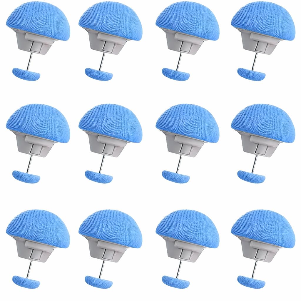 mushroom pattern bed sheet fasteners, non-slip reusable bedding safety clips, suitable for bedding, mattresses, slippers, socks - invisible detachable bedding clips, (blue, pack of 12)