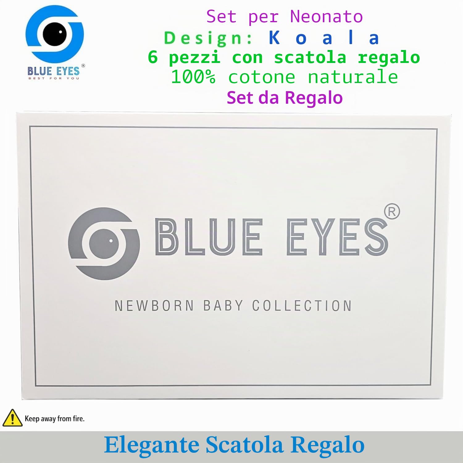 Blue Eyes Set Regalo Neonato 6 Pezzi in Cotone
