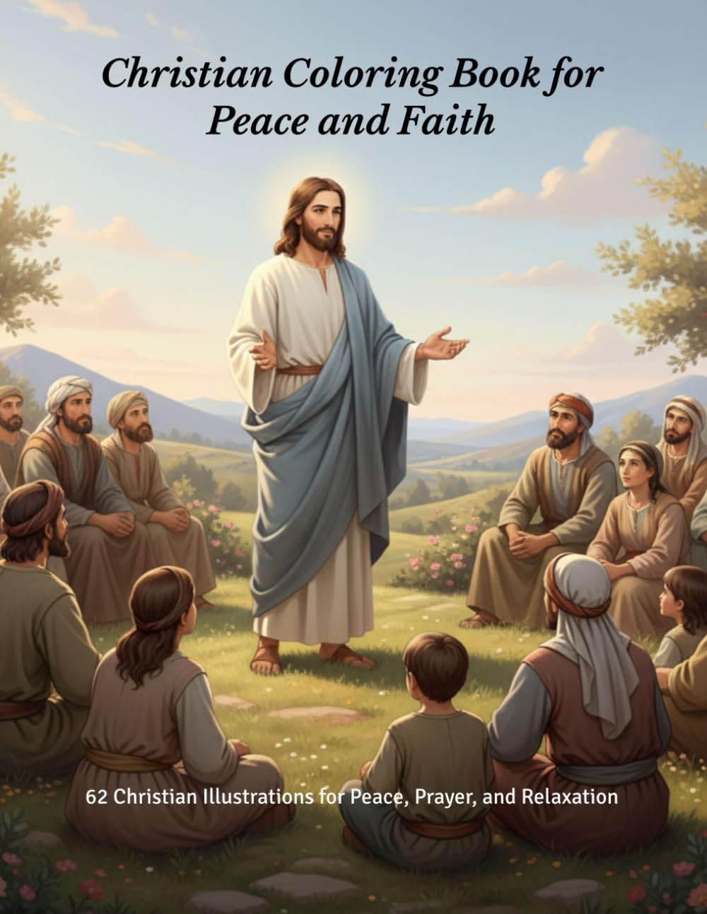 Christian Coloring Book for Peace and Faith: 62 Relaxing Christian Illustrations for Stress Relief and Spiritual Reflection