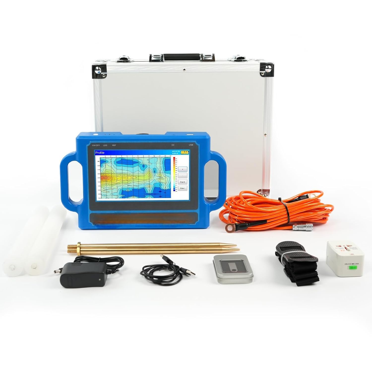 Ground Water Detection Device | Underground Water Locator Equipment with 100m 150m 300m 500m Depth Options | Digital Geophysical Survey Instrument with Display Screen Cable Sensor Accessories Kit-image-5