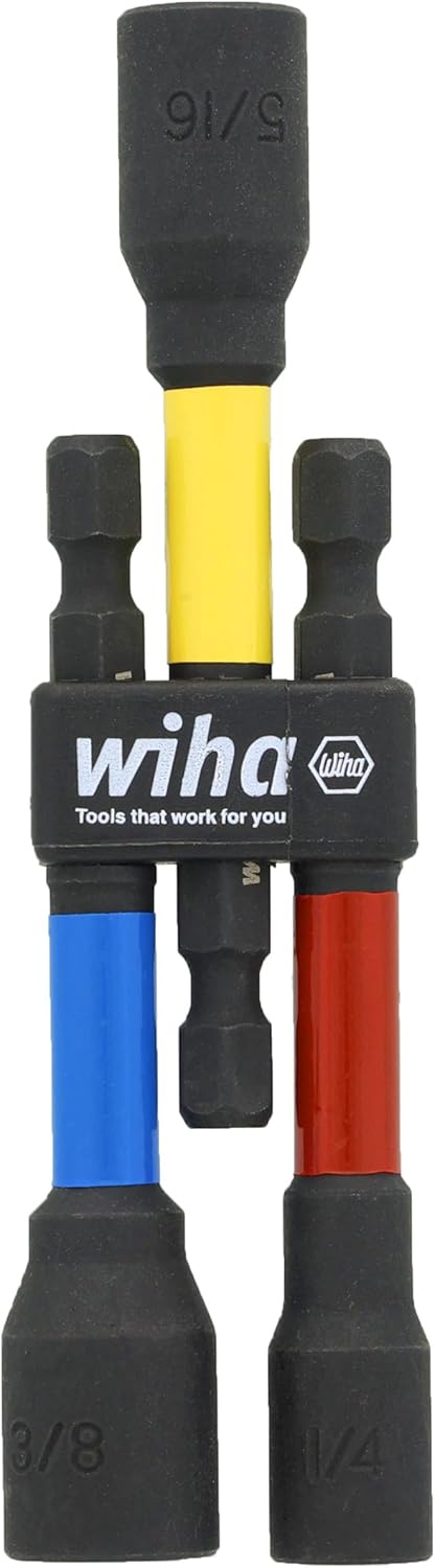 Wiha 70489 3 Piece Color Coded Magnetic Nut Setter SAE Set 3"