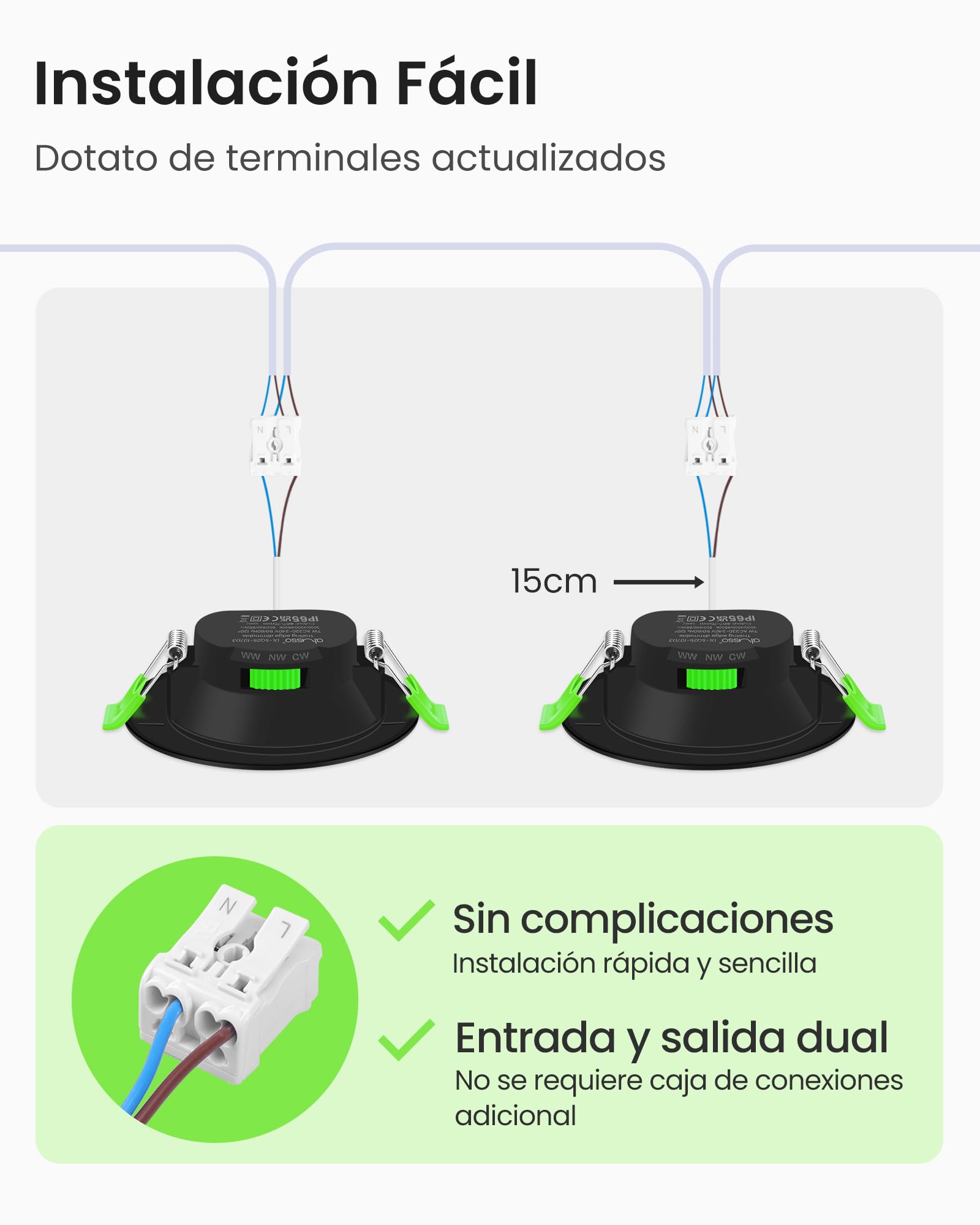 ALUSSO IP65 Downlight LED Techo Empotrable Regulable 7W 600LM 3CCT, Pack 6 | 3000K/4000K/6500K Focos LED Interior Techo Empotrado Corte Ø67-75mm, Ojos de Buey LED para Techo Baño Salón, Redonda Negro