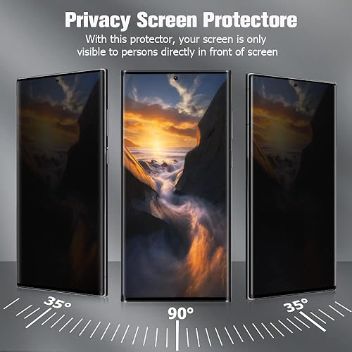 Miniatura 3 de Paquete 12 Protector de pantalla de privacidad para Galaxy S22 Ultra  película protectora para lente de cámara antiespía dureza 9H cobertura