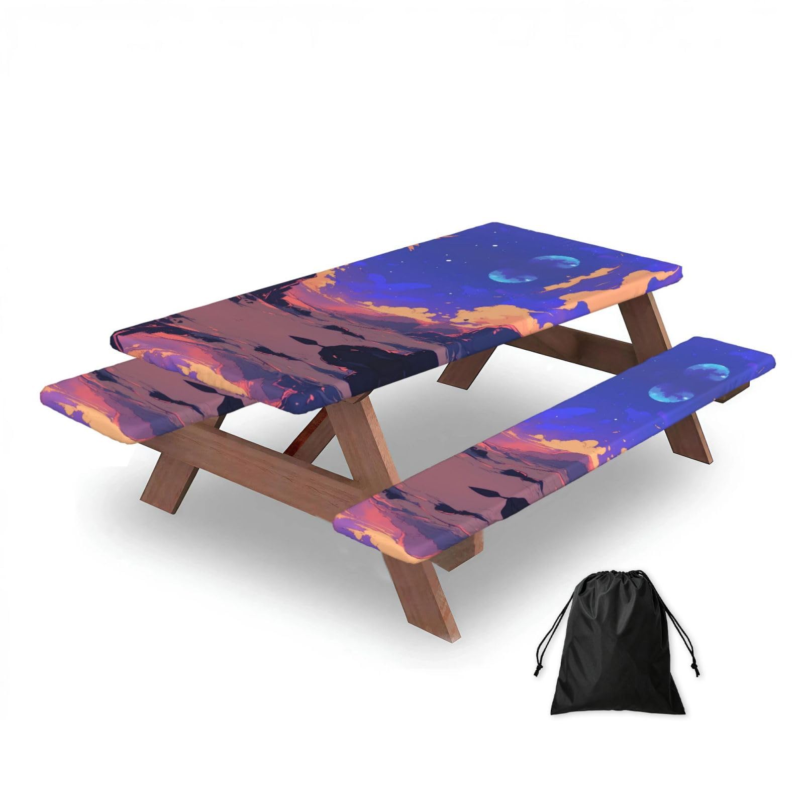 The sea at sunset Rectangular water-repellent picnic tablecloths, outdoor camping, picnic, BBQ