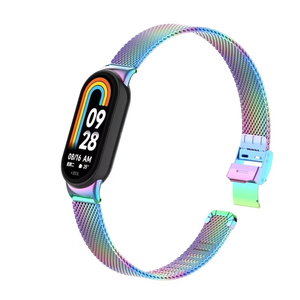 Compatible for Xiaomi Mi Band 8/Mi Band 9 Band,Mi Band 8 Stainless Steel Metal Replacement Strap Bracelet Wristband Accessories for Xiaomi Mi Band 9