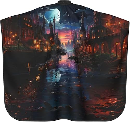 Miniatura 2 de CASGTNZ Fantasy Magic Cityscape Futuristic beautiful Barber Cape for Men Professional Hairdressing Cutting Salon Cape Hair Styling Cape