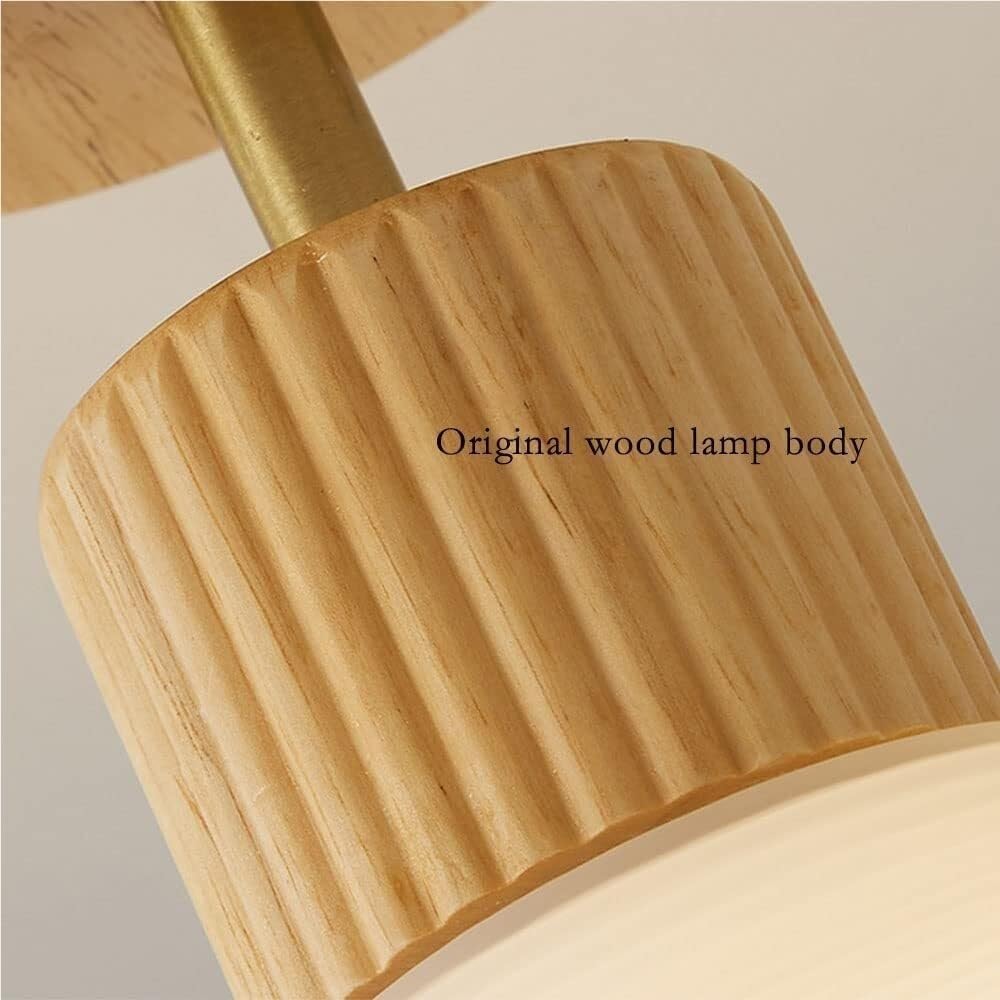 Szklana Lampy Sufitowa, Lampy Sufitowa Z Drewna Skandynawskiego, 3-kolorowe, Ściemnialne Oświetlenie Sufitowe Do Przedpokoju Kawiarni, Korytarza Na Poddaszu(Glass Walnut)