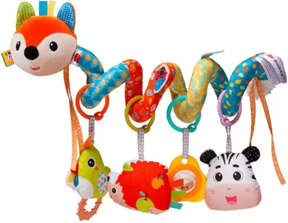 Mobile Espiral para Berço e Carrinho Fofo Elefante e Amigos Chocalhos e Texturas para Bebê (Alce, Único)