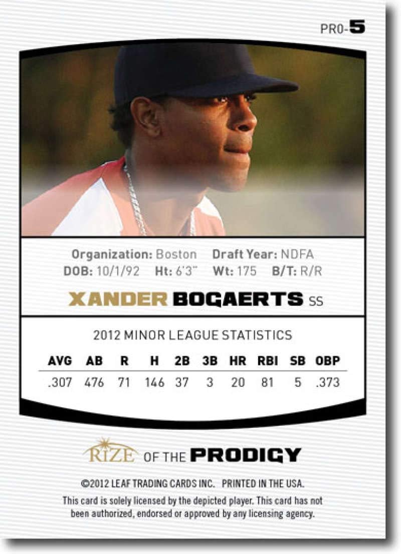 2012 Leaf Rize Draft Gold Prodigy #P5 Xander Bogaerts Red Sox (Rookie/Prospect Insert Paragon Card) MLB Baseball Card /100 NM-MT