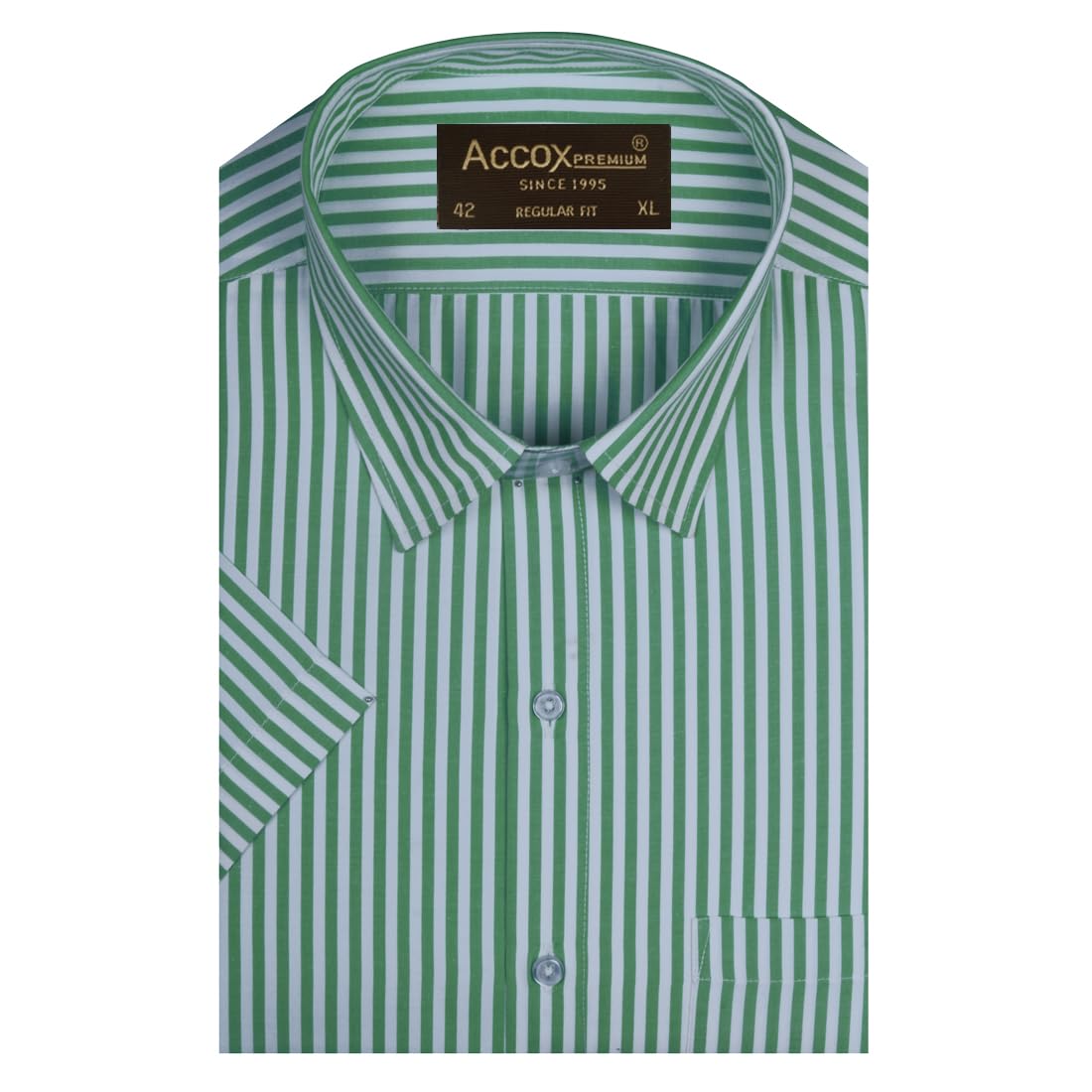 accox Men's Half Sleeves Formal Regular Fit Cotton Striped Shirt(GCR562)-picture-32