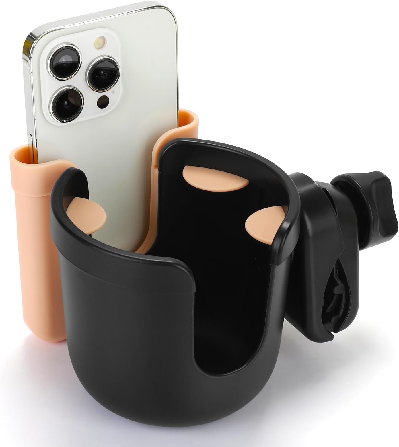 Accmor Stroller Cup Holder with Phone Holder, Universal 2-in-1 Cup Phone Holder for Uppababy Nuna Doona Strollers, Bike, Walker, Wheelchair, Scooter
