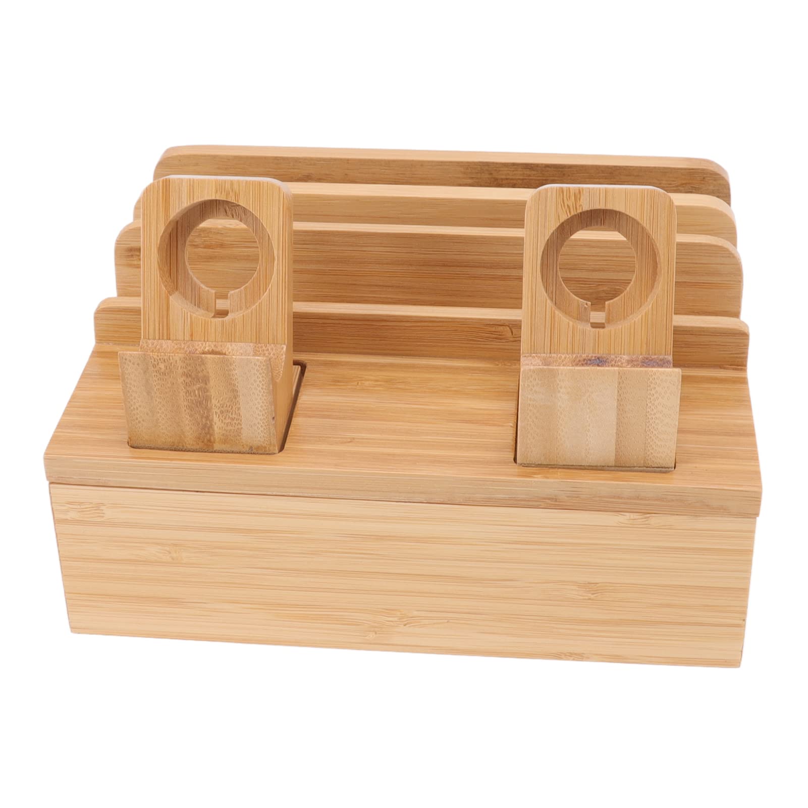 Hosit Charging Station Shelf Bamboo Charging Station Multipurpose Eco-Friendly Decorative 5 Ports For Office Bedroom