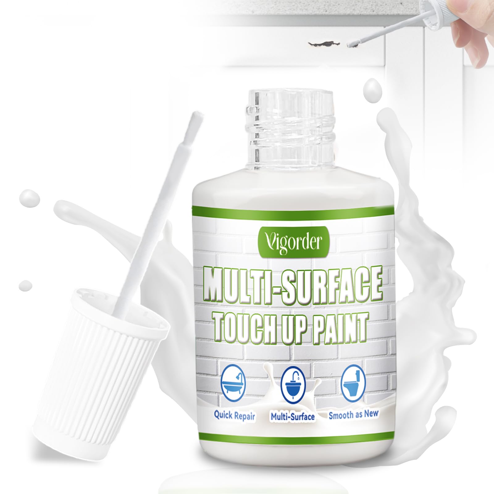 White Touch Up Paint Pen White Paint for Wall Door Cabinets Furniture Enamel Semi-Gloss 30ML