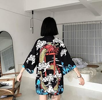 Amazon | [AiO JAPAN] 法被 龍 鳥居 雲 夏祭り 寺 神社 羽織り 半纏 長