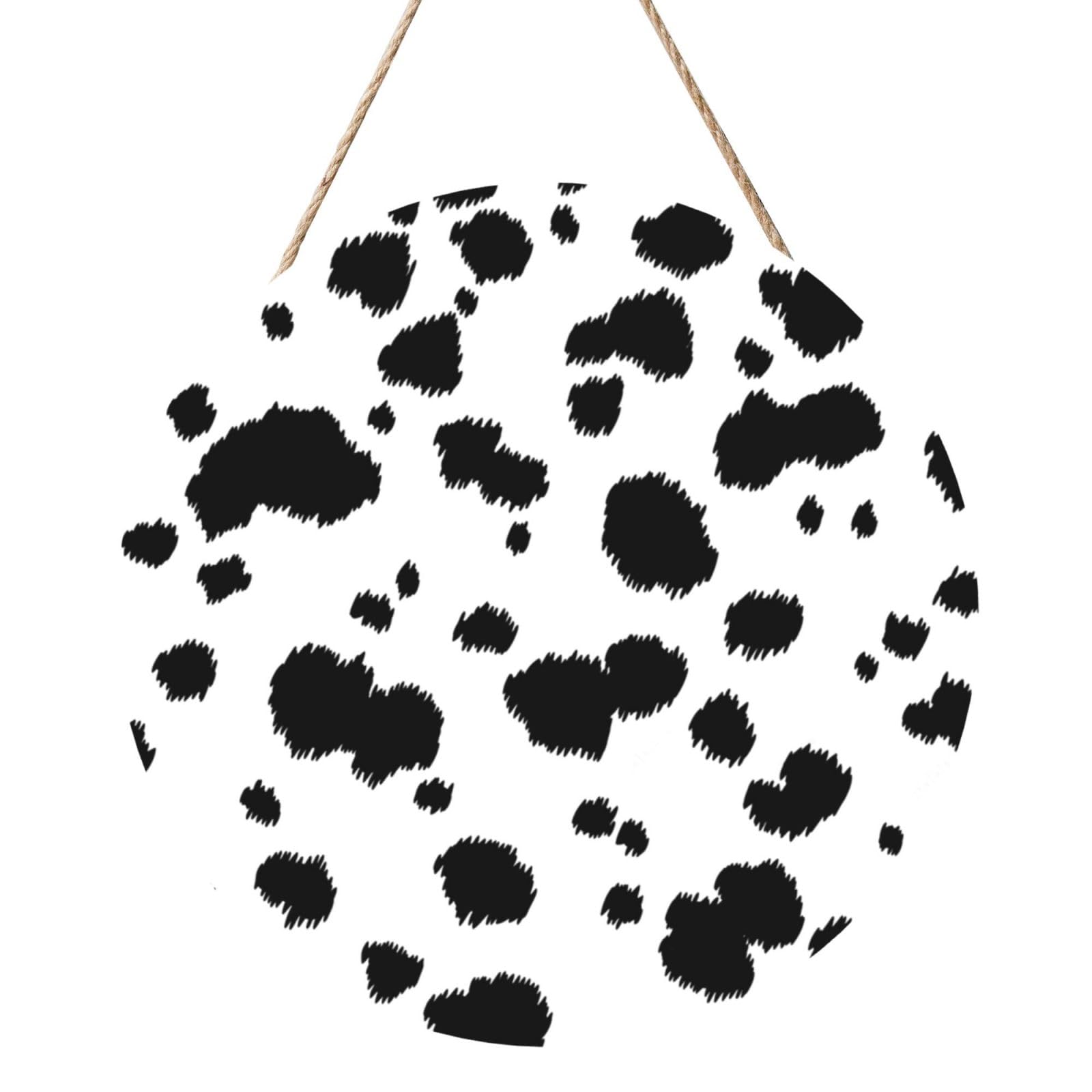 InOmak Dalmatian Print Pattern, Round Wood Panel Painting 12 in, Wall Hanging Painting For Home