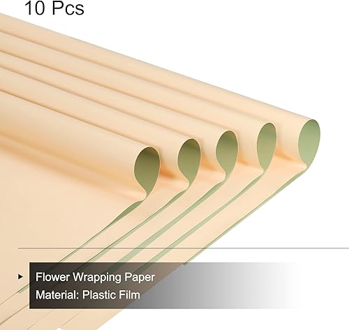 Miniatura 3 de MECCANIXITY 10 piezas de papel de regalo de flores de doble cara amarillo-verde + champán de 22.8 x 22.8 pulgadas, impermeable para suministros de