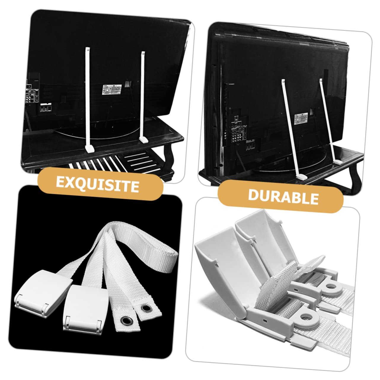 2Pcs Adjustable Tv Safety Straps Tip Furniture Anchors for Proofing Easy Installation Secure Wall Anchors for Tvs and Cabinets Reliable and Stable Design Compact