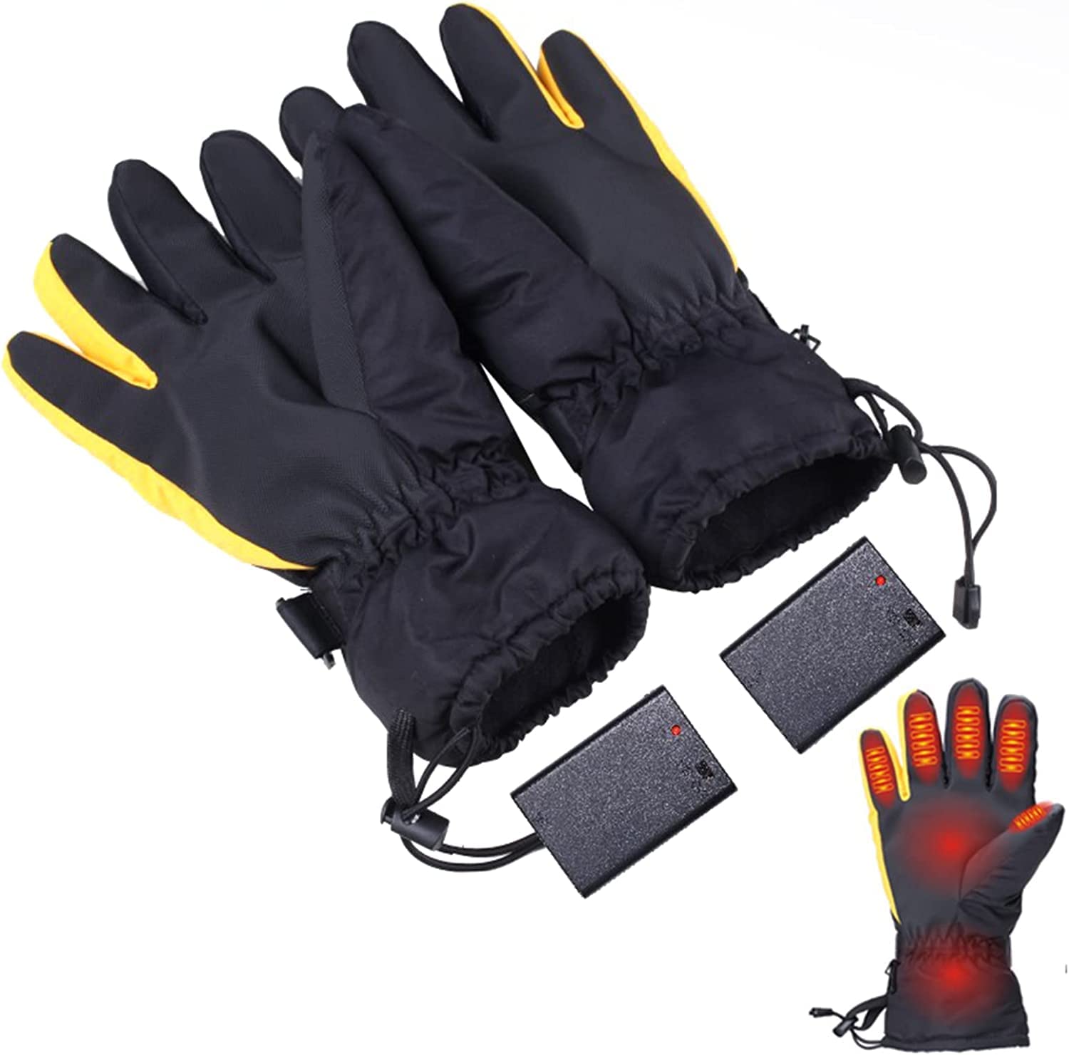 CHEWYNP Guanti Riscaldati Elettrici per Uomo/Donna, 3 Livelli di Riscaldamento ?Guanti Antivento per Touch Screen Invernali con Riscaldamento Alimentato a Batteria per Moto all'aperto (Sen