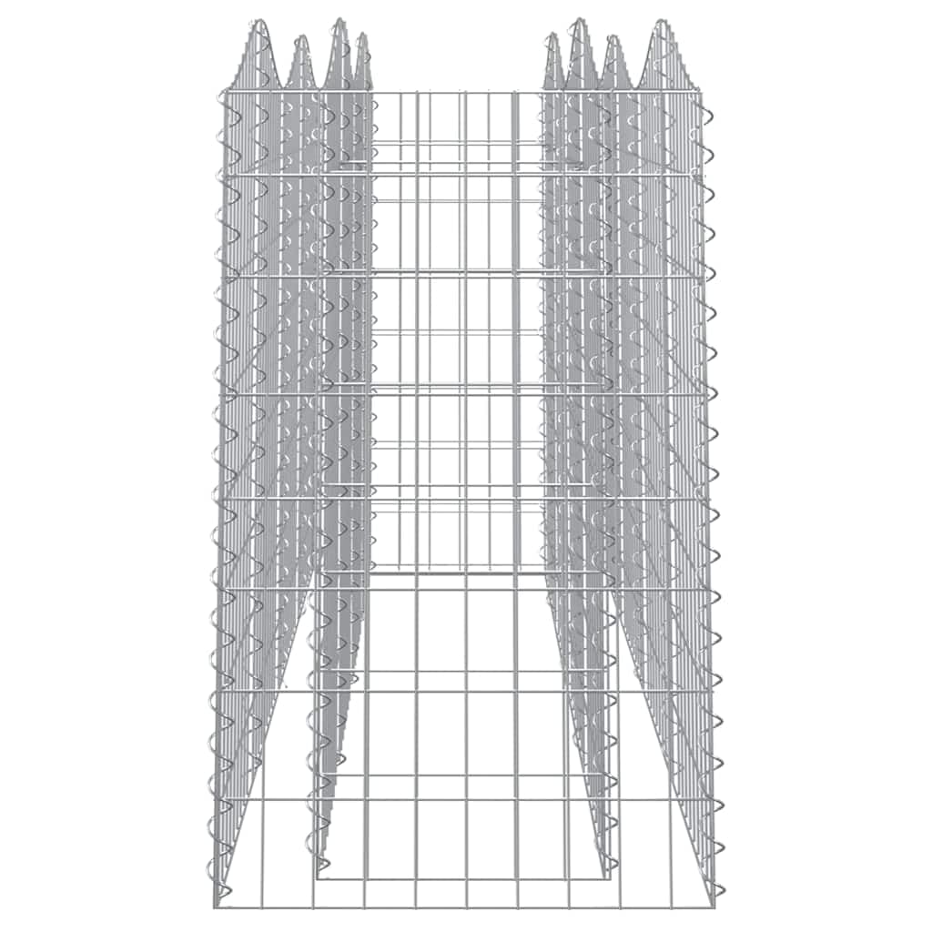 Jardinera de gaviones con arco alto, 200 x 50 x 100 cm, hierro galvanizado, cesta de piedra para jardín y terraza, maceta estable de alambre, malla de 5 x 10 cm, color plateado