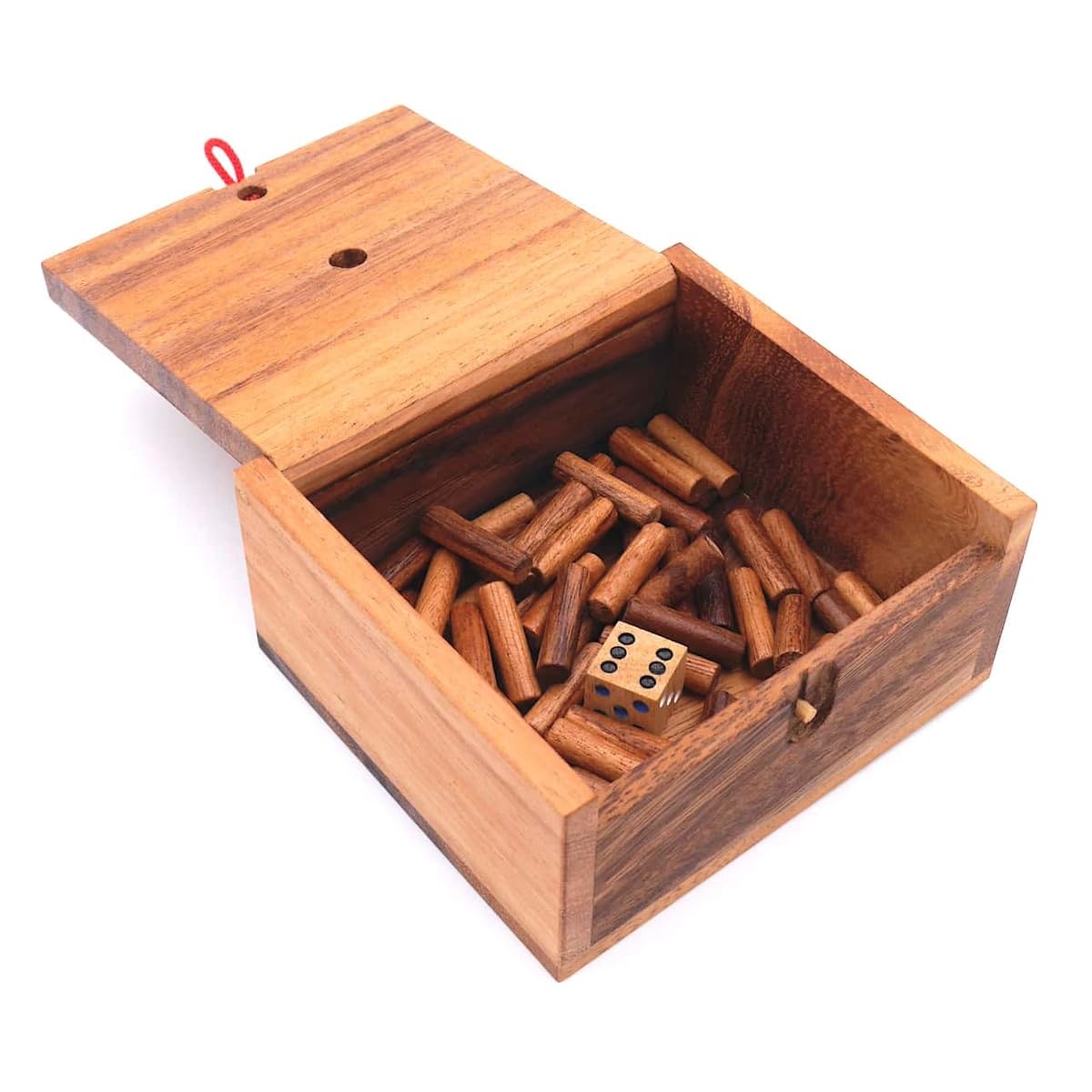 Würfelspiel 'Endlich Die 6' Aus Holz – Einfache Regeln, Für 2–6 Spieler Ab 6 Jahren, Inkl. 50 Holzstifte & Würfel