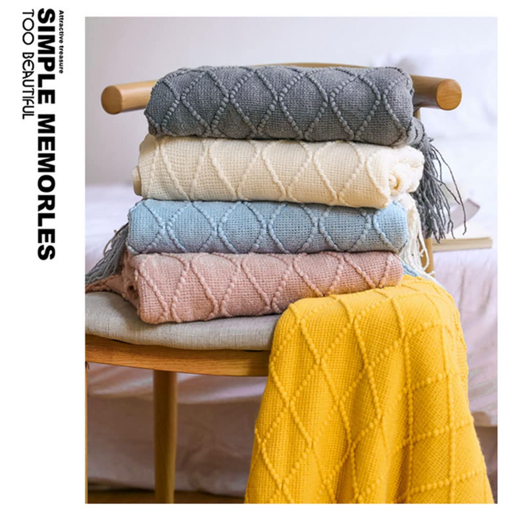 MRBRON Coperta Bohémien Con Pompon E Nappe 150x240 Cm - Morbida E Calda Per Divano E Letto, Colore Arancione