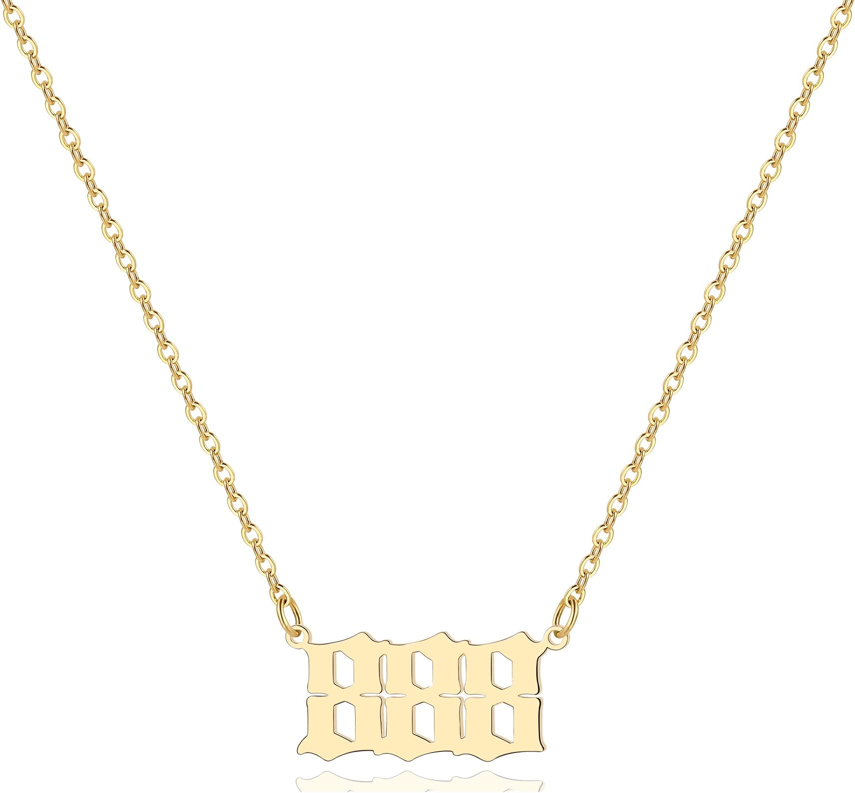 Angel Number Necklace For Women, 18K Gold Plated 000 111 222 333 444 555 666 777 888 999 Necklace Numerology Jewelry