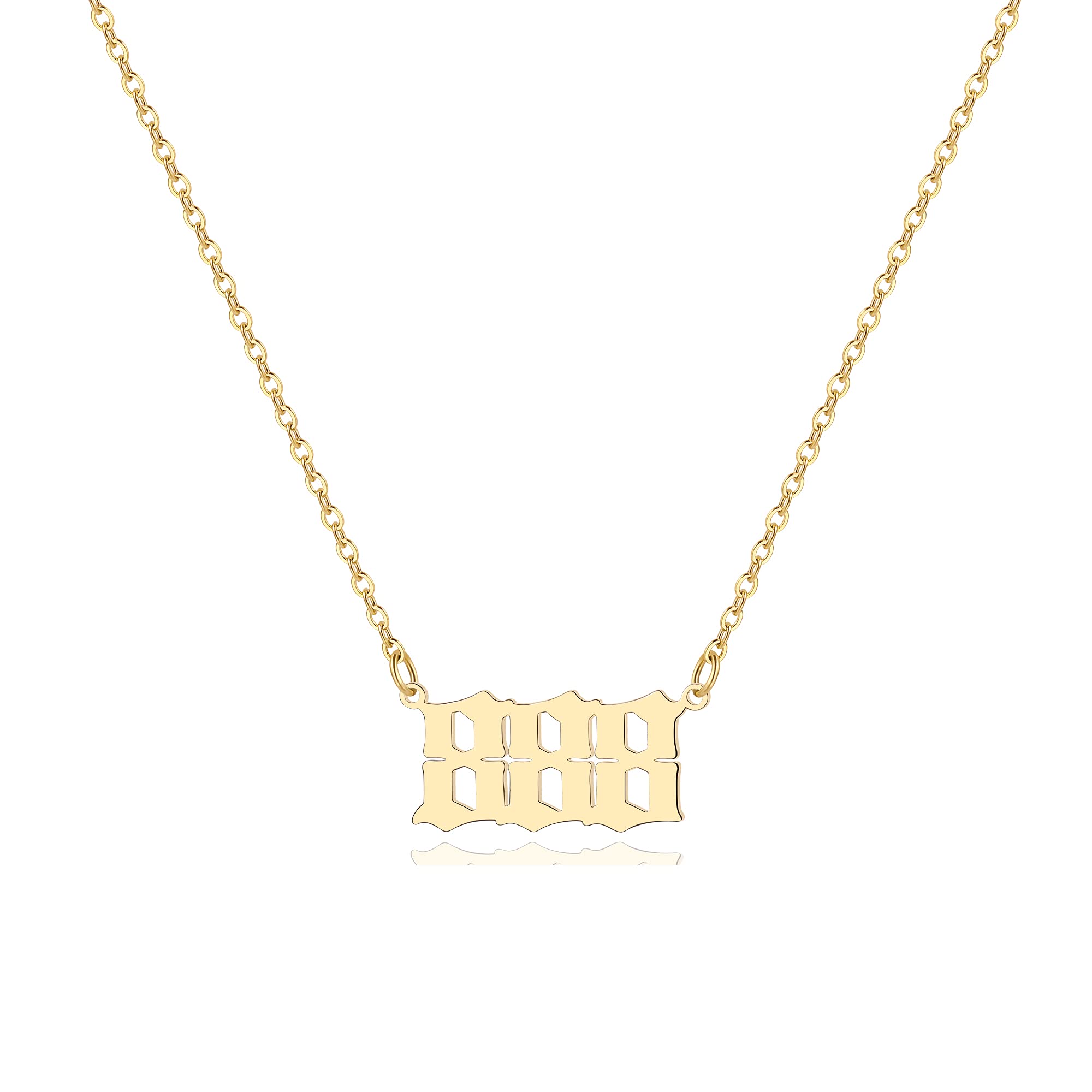 Angel Number Necklace For Women, 18K Gold Plated 000 111 222 333 444 555 666 777 888 999 Necklace Numerology Jewelry