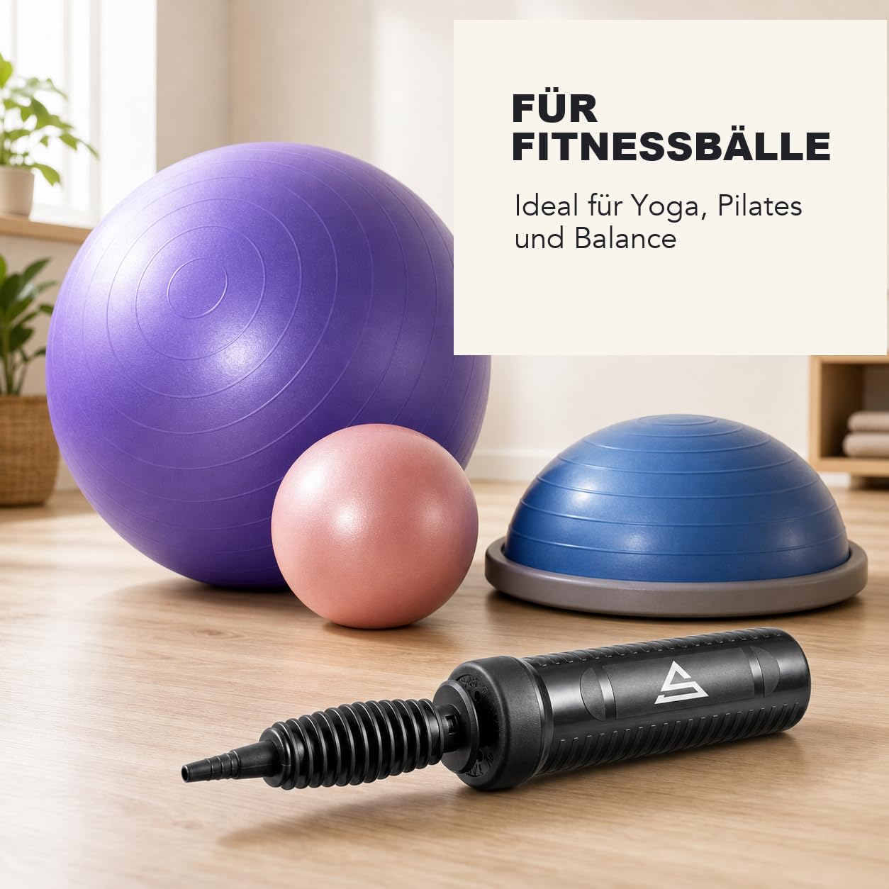 Sports Stable Gymnastikball Pumpe Manuelle 2-Wege Schnell Luft-Pumpe für Yoga Pilates Luft-Ballons Sport & Freizeit