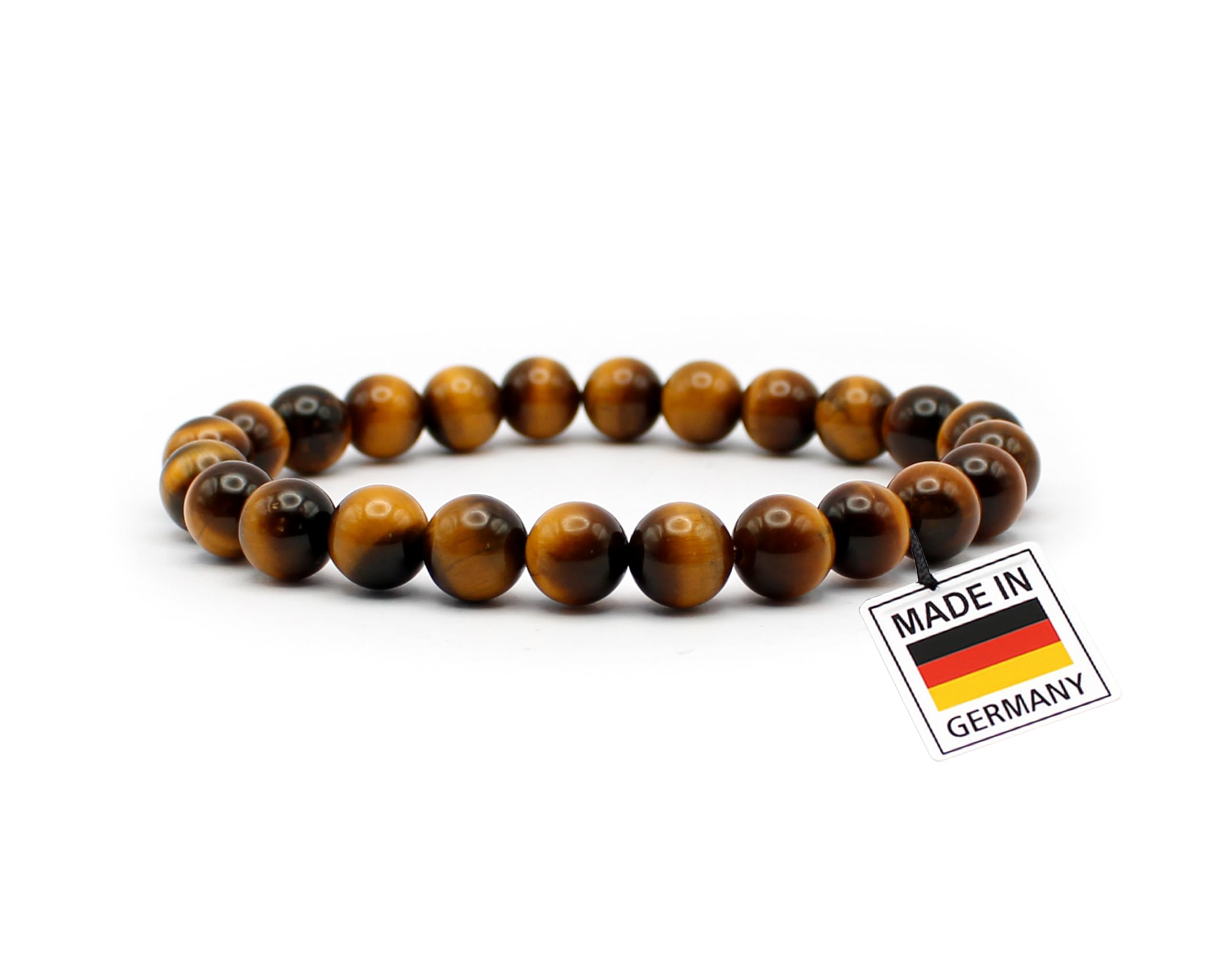 Tigerauge Armband 8mm | Schutz und innere Stärke | Edelsteine aus Südafrika | Handgefertigtes Perlenarmband aus Deutschland | Schmuck für Damen & Herren