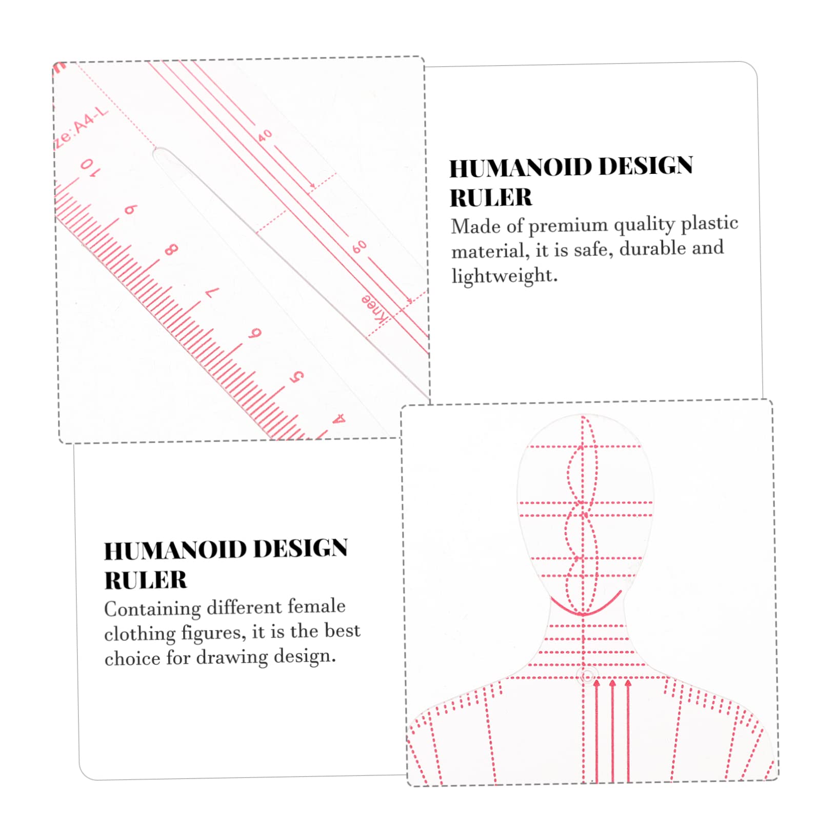 TEHAUX 3juegos Plantilla De Regla De Medición De Moda Para Dibujo De Ropa Femenina De Regla De Costura Curva Herramienta De Diseño Para Principiantes y Profesionales