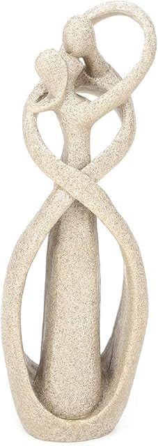 Oumefar Hand-made Sandstone Figurine Kiss Lovers Statue Couple Sculpture Carved for Art Craft Office Desk Home Decoration Wedding Gift Decor
